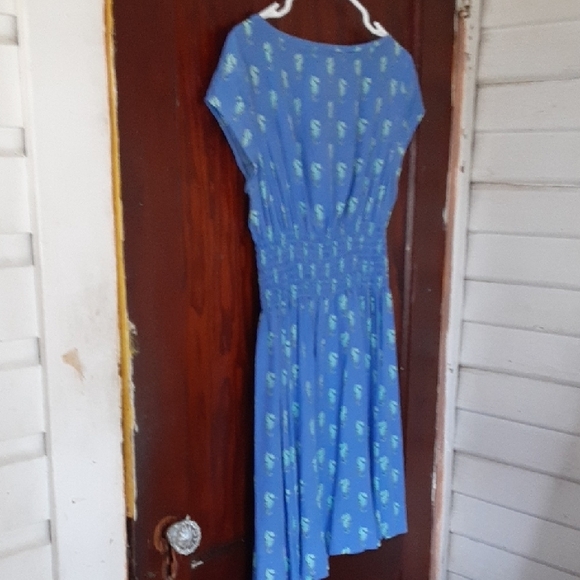 Kate Spade Blue and Green Seahorse Patterned Dress - Picture 3 of 6